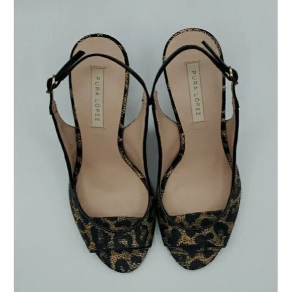 Pura Lopez Leopard Print Kitten Heel Sandals Size 37 EUR ( 7 US)  NWOB - Picture 4 of 11